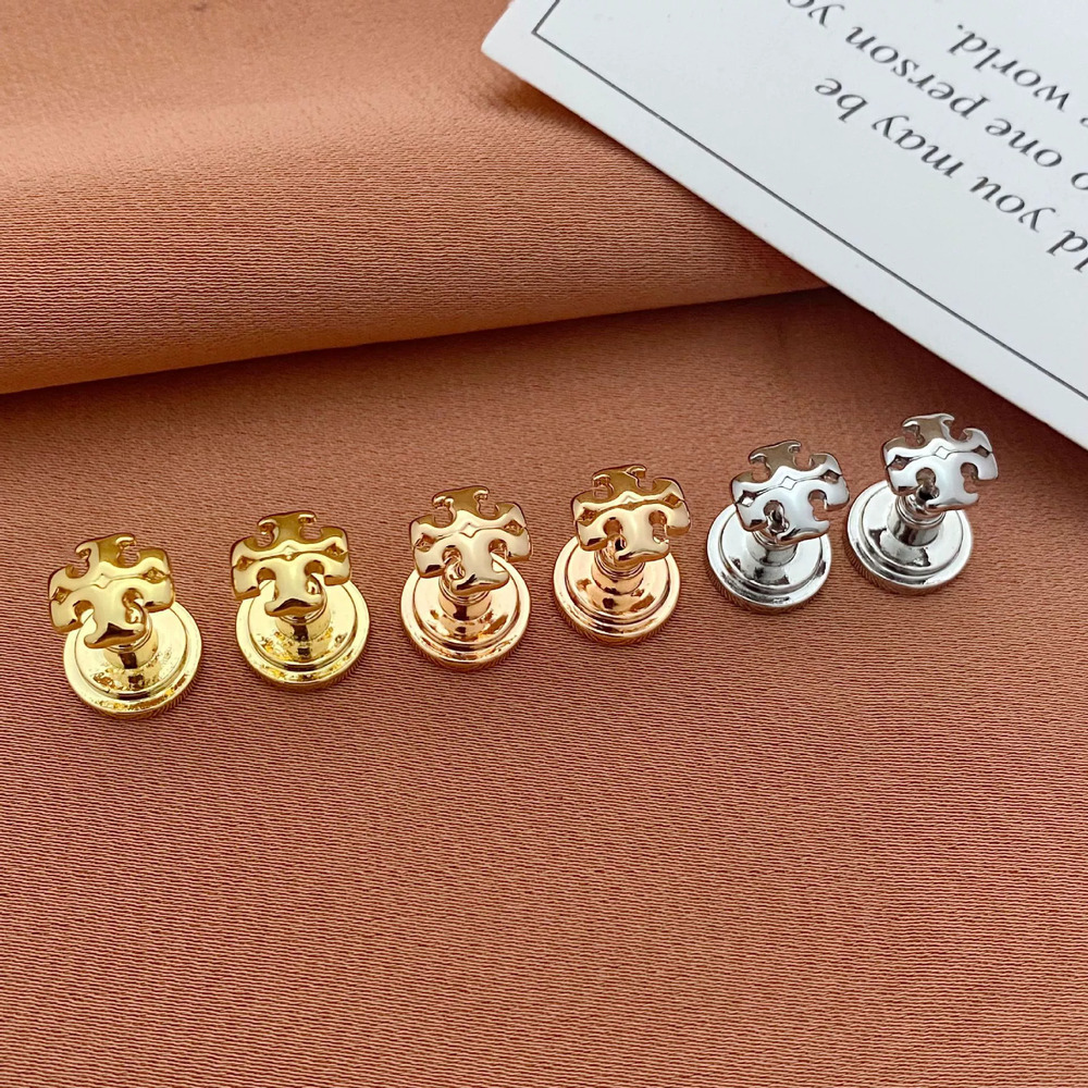 Tory Burch Small Polished Letter Stud Earrings Metal